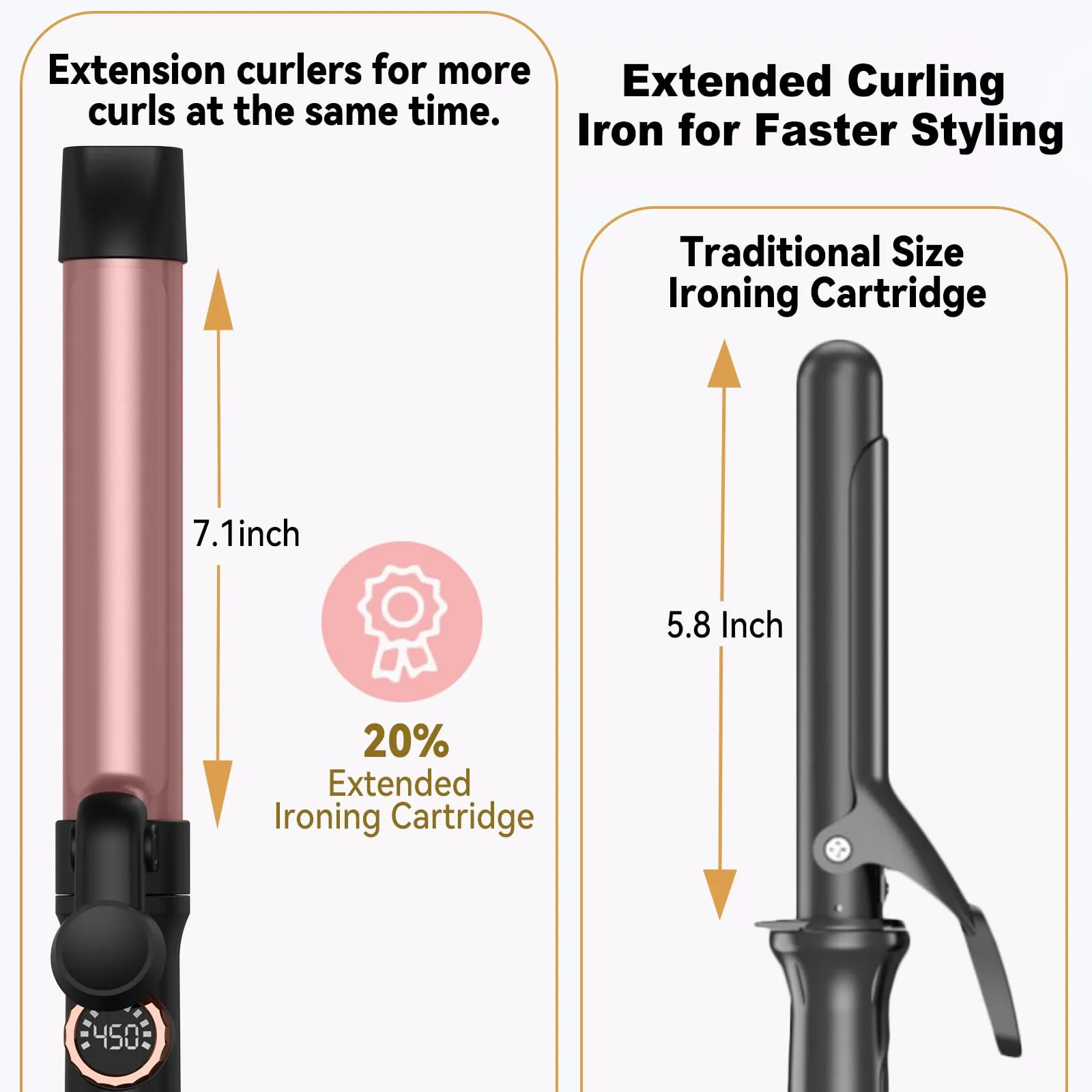 1 1/4 Inch Curling Iron,Curling Wand for Long Hair,5 Adjustable Temp LCD Digital Control,32 mm Thin Long Barrel Curling Iron Double Voltage 110-240V