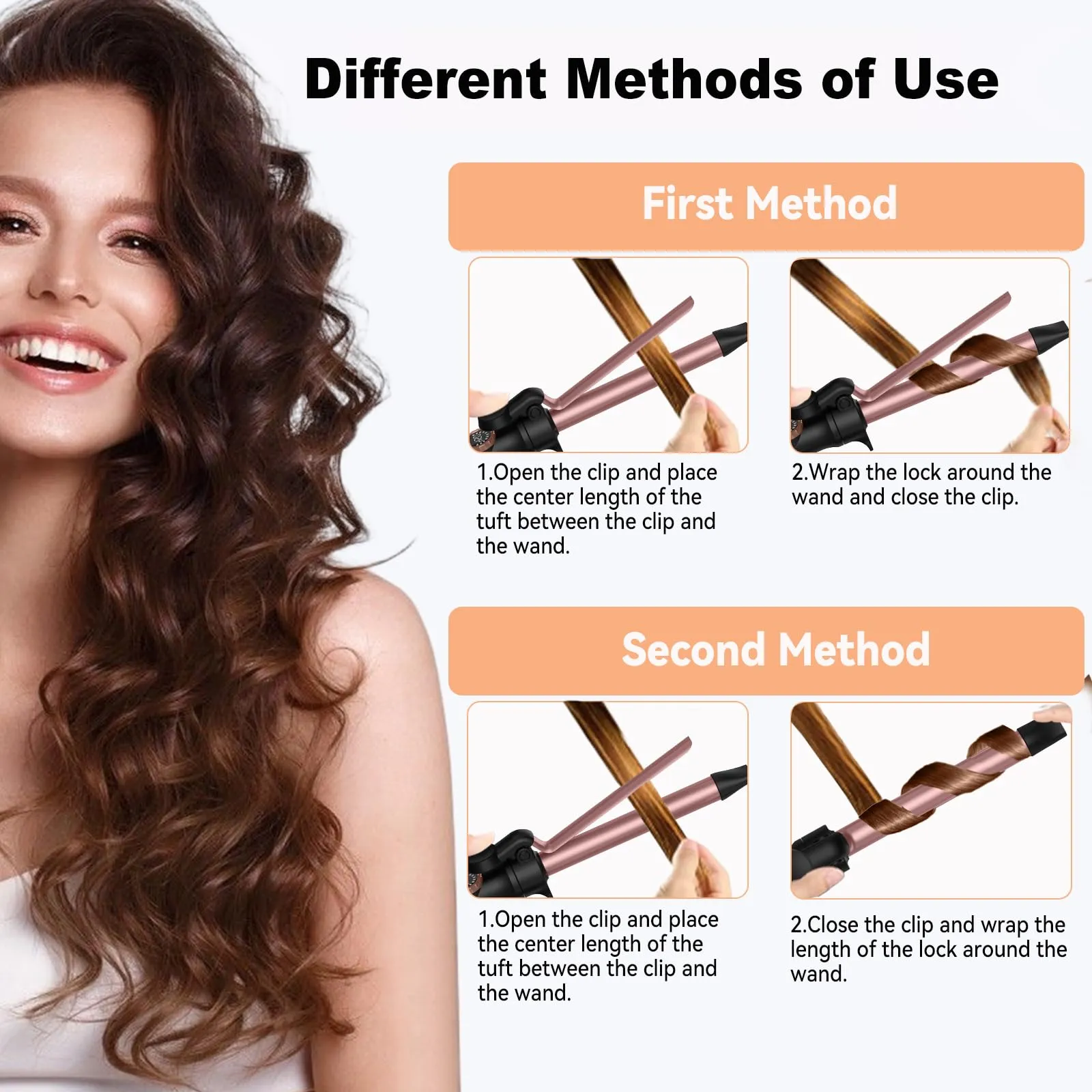 1 1/4 Inch Curling Iron,Curling Wand for Long Hair,5 Adjustable Temp LCD Digital Control,32 mm Thin Long Barrel Curling Iron Double Voltage 110-240V