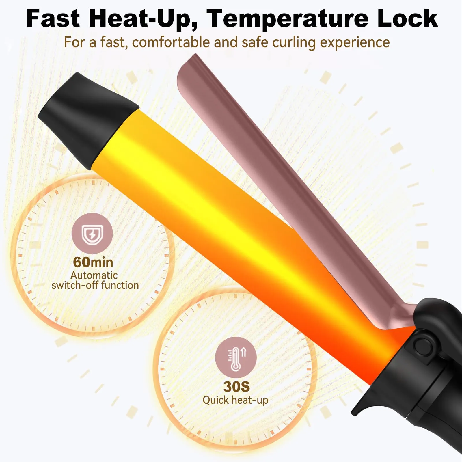 1 1/4 Inch Curling Iron,Curling Wand for Long Hair,5 Adjustable Temp LCD Digital Control,32 mm Thin Long Barrel Curling Iron Double Voltage 110-240V
