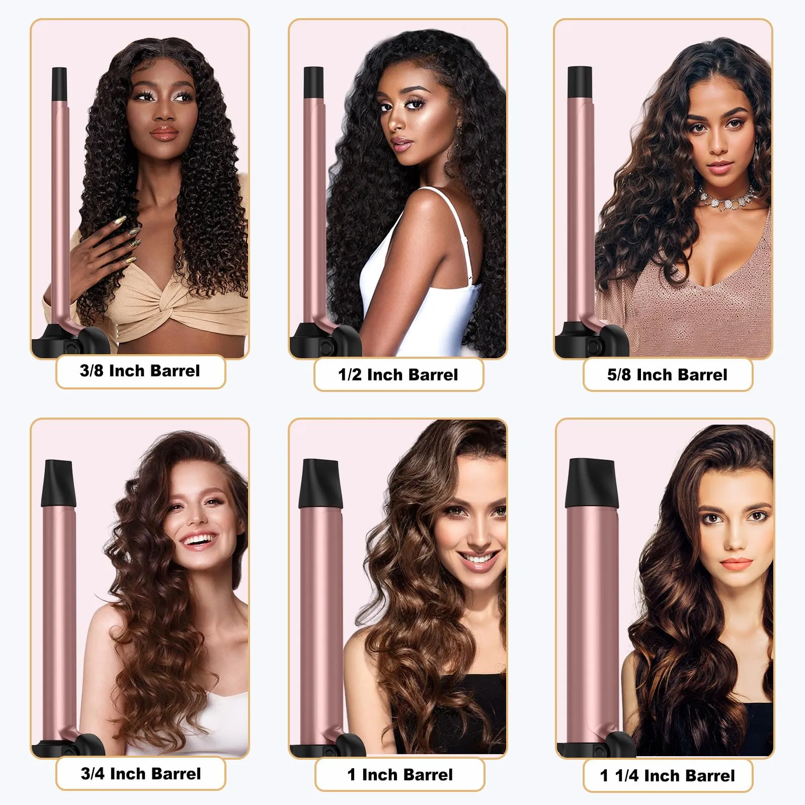 1 1/4 Inch Curling Iron,Curling Wand for Long Hair,5 Adjustable Temp LCD Digital Control,32 mm Thin Long Barrel Curling Iron Double Voltage 110-240V