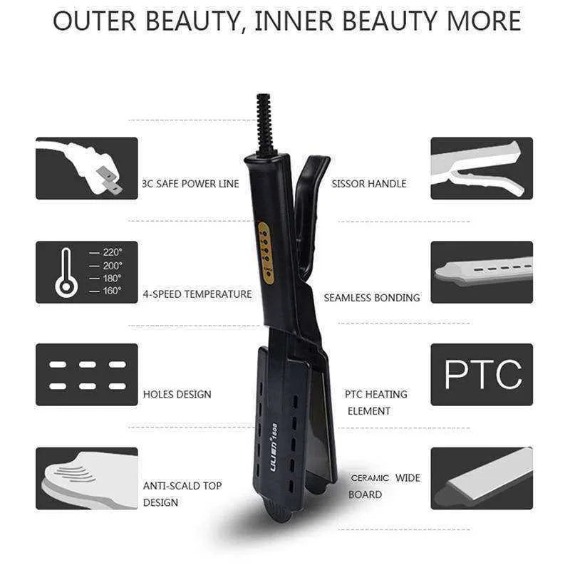 110-240V Professional Ceramic Hair Straightening Iron Temperature Control