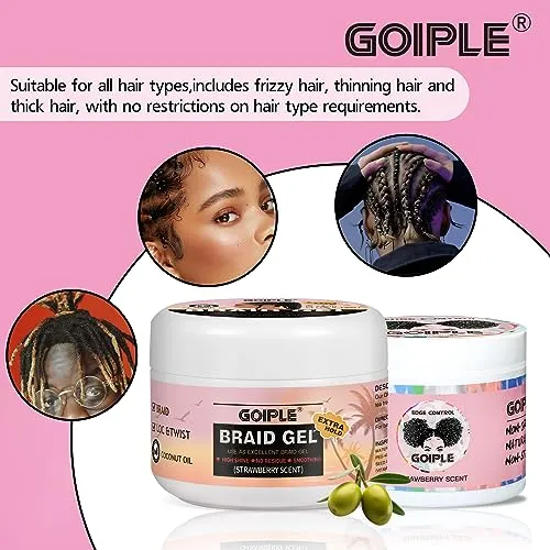 16oz Big Capacity Braid Gel Good for Twist, Locs, Braids, Edge No Flake Extra Hold High Shine Braiding Gel & Edge Control, Loc Gel Long Lasting for Locks, Cornrows Smooths & Tames Frizz