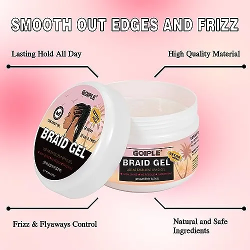 16oz Big Capacity Braid Gel Good for Twist, Locs, Braids, Edge No Flake Extra Hold High Shine Braiding Gel & Edge Control, Loc Gel Long Lasting for Locks, Cornrows Smooths & Tames Frizz