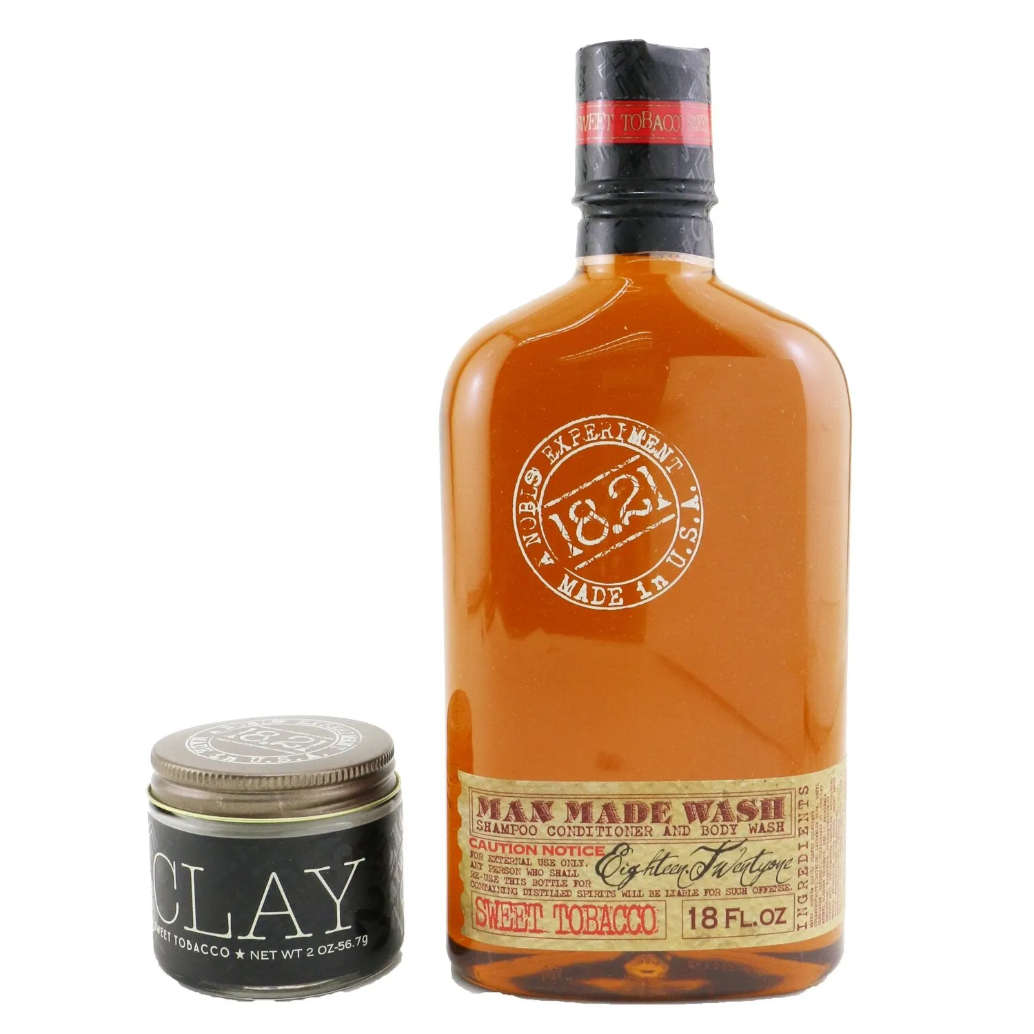 18.21 Man Made Man Made Wash & Clay Set - # Sweet Tobacco: 1x Shampoo, Conditioner & Body Wash 530ml   1x Hair Clay 56.7g  2pcs