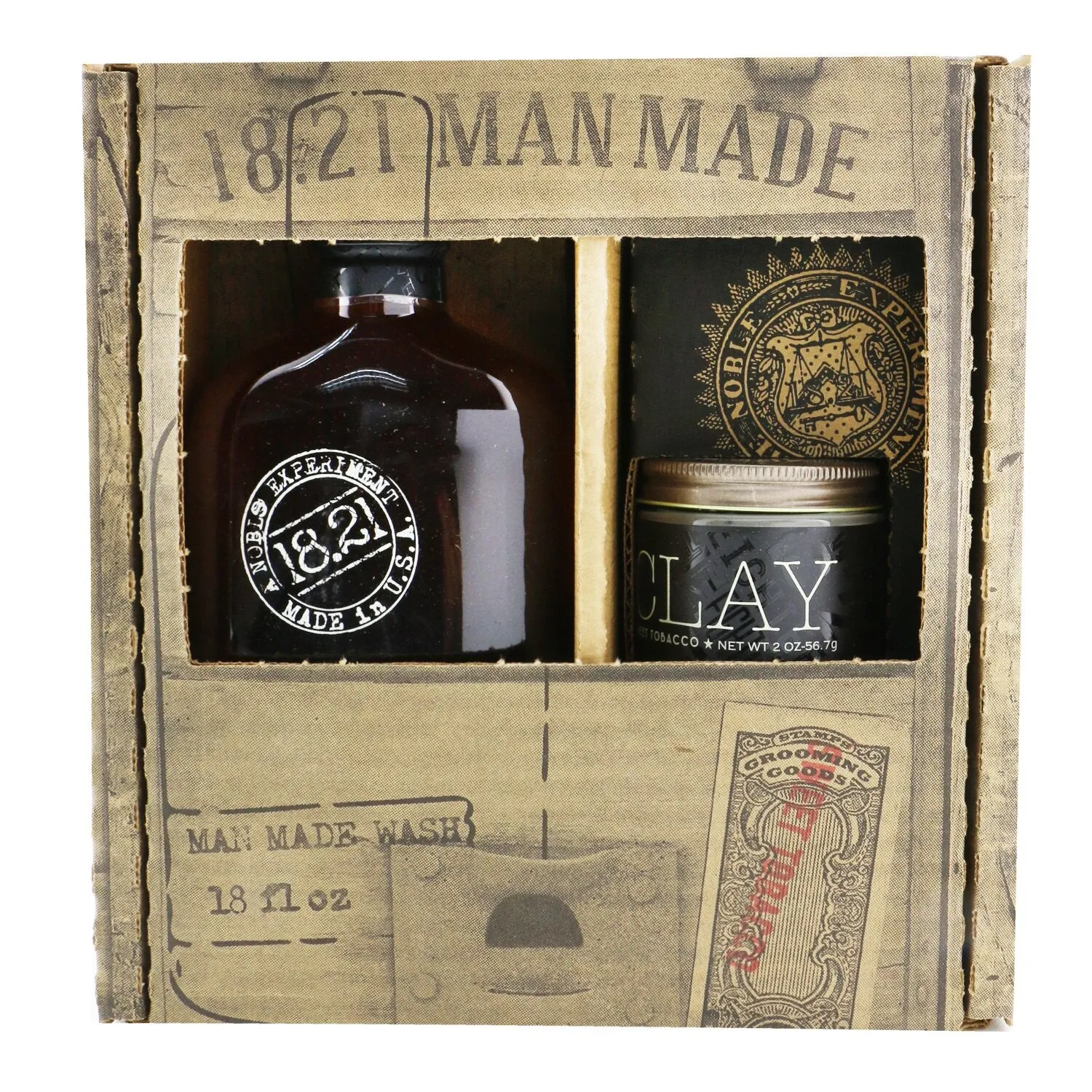 18.21 Man Made Man Made Wash & Clay Set - # Sweet Tobacco: 1x Shampoo, Conditioner & Body Wash 530ml   1x Hair Clay 56.7g  2pcs