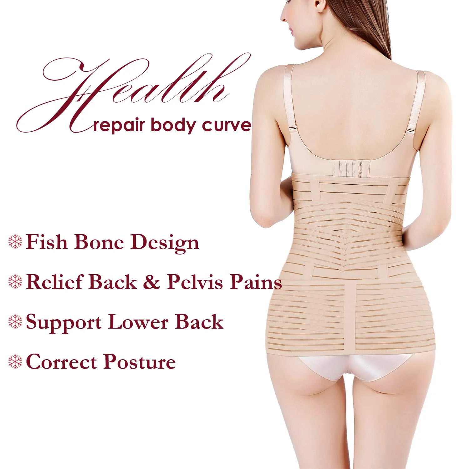 2 in 1 Postpartum Belly Band Support Recovery Belt Waist/Pelvis Belt Body Shaper Shapewear (Nude, Plus Size) Nude Plus Size (Pack of 1)