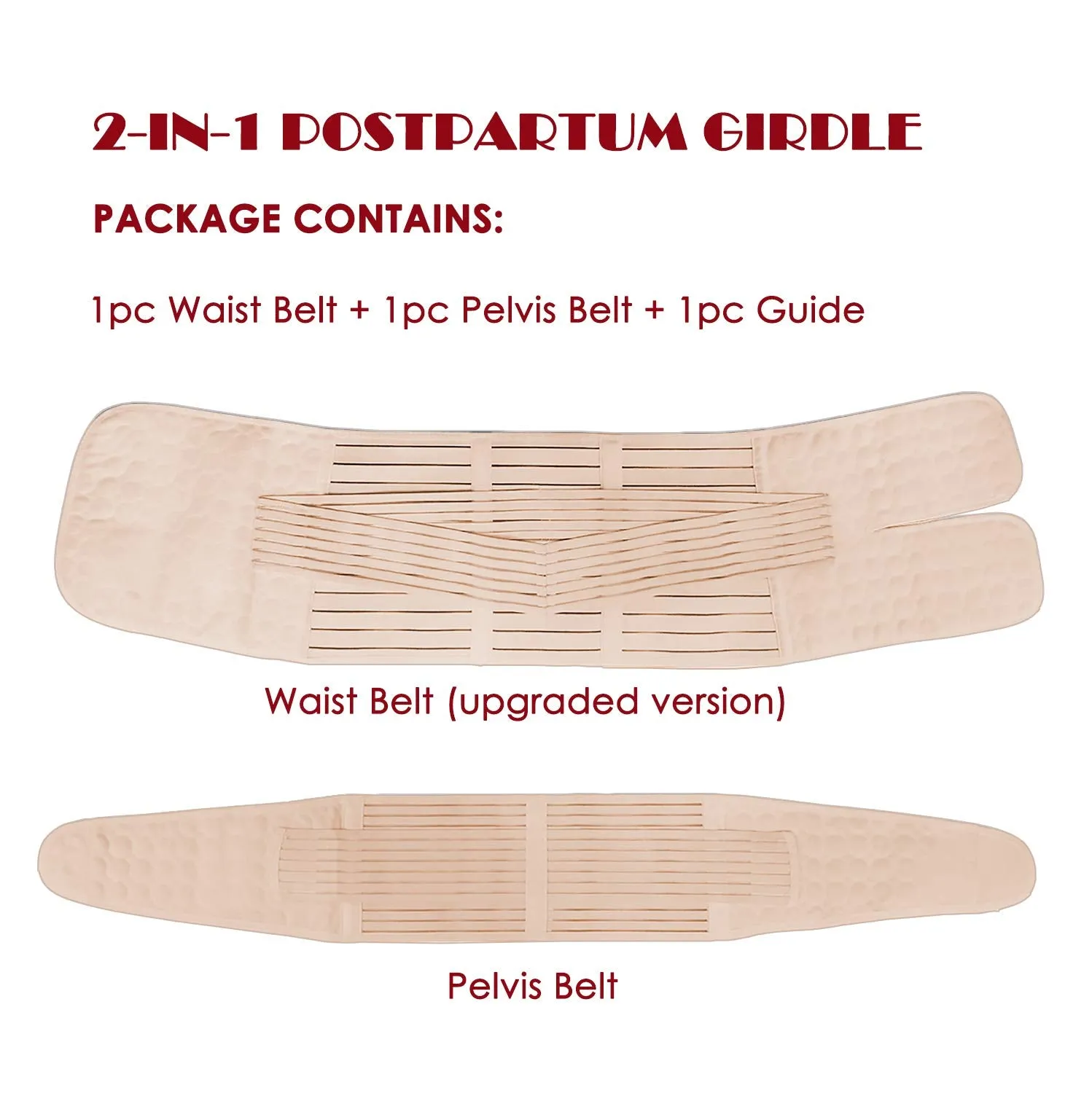 2 in 1 Postpartum Belly Band Support Recovery Belt Waist/Pelvis Belt Body Shaper Shapewear (Nude, Plus Size) Nude Plus Size (Pack of 1)