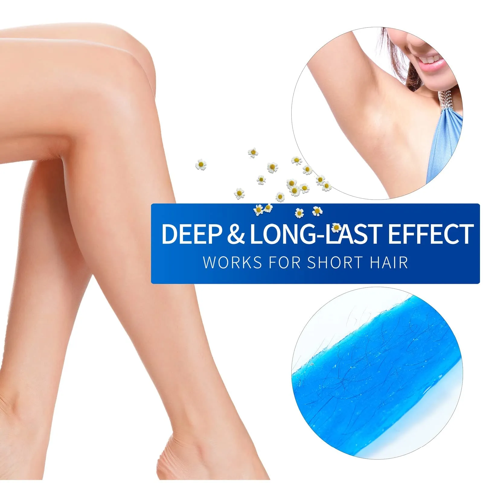 2.5 lb/1100g Wax Beads, Hard Wax Kit with 2 Wax Treatment Oils, Hard Wax Beads for Legs Underarm Face Bikini, and Brazilian Hair Remover, Women and Men Hair Removal Wax Beans Include 50 Waxing Sticks