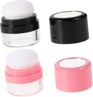 2pcs Empty Refillable Powder Box with Mirror Travel Loose Powder Applicator for Boost and Oil Control for Daily Use Touch Ups