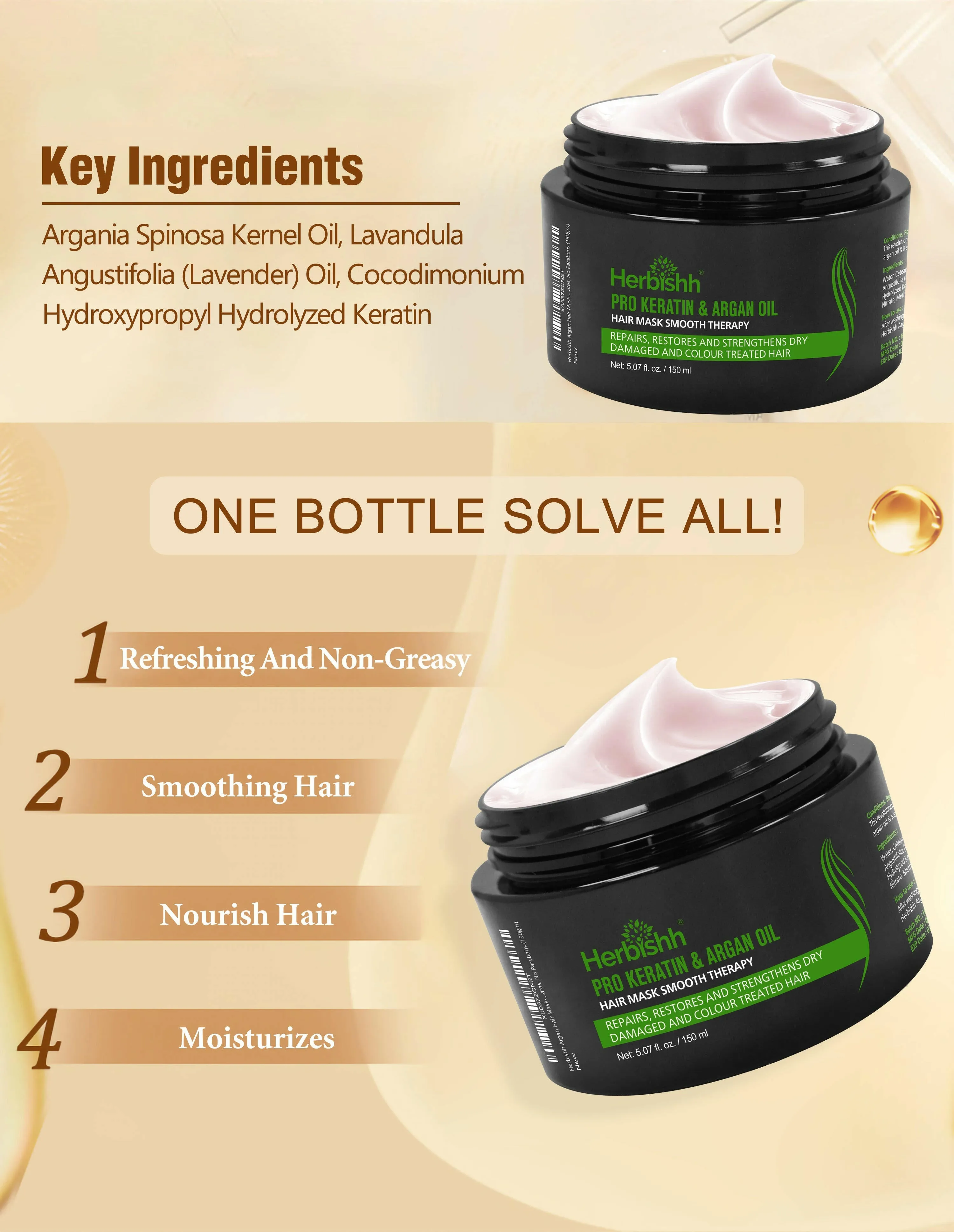 2pcs Keratin Argan Hair Mask - Herbishh