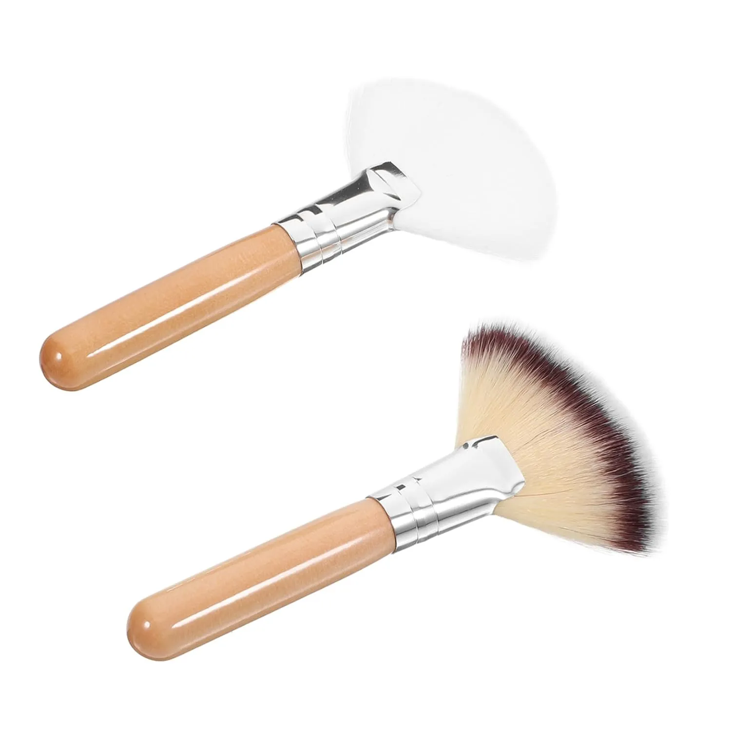 2pcs Premium Setting Powder Brush Fluffy Fan Makeup Tools for Smooth Application for Cheekbones and Highlighting Handle for Comfort