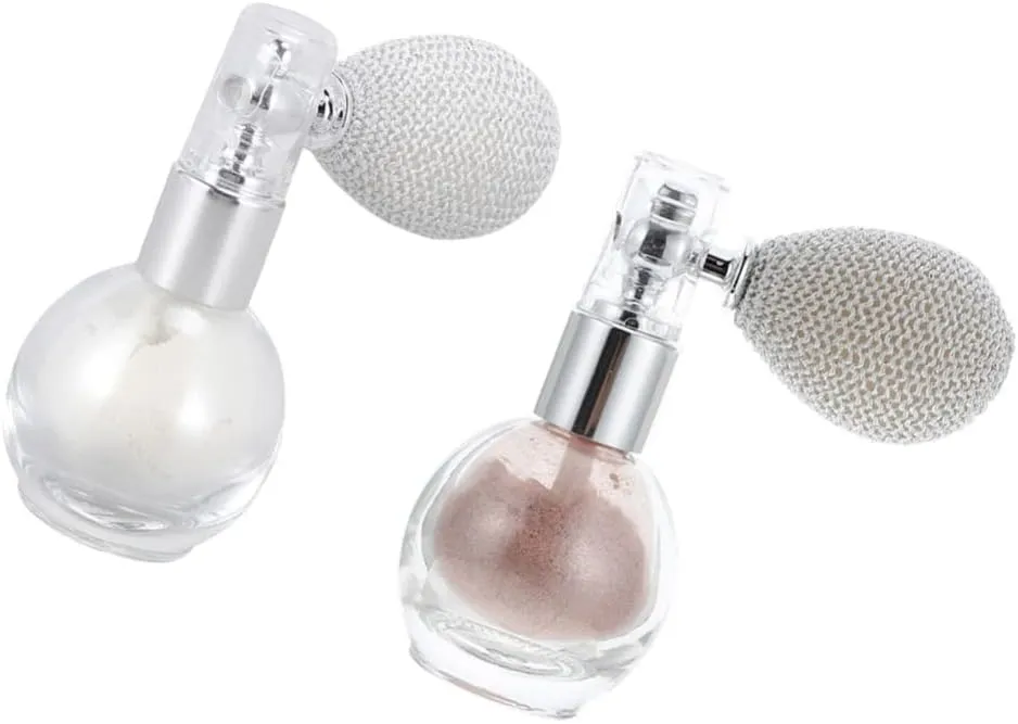 2pcs Spray Glitter Body Shimmer Glitter Spray for Hair and Body Loose Powder Spray Glittering Powder Sprayer Misting Spray Bottles for Hair Miss Plastic Pearlescent Container
