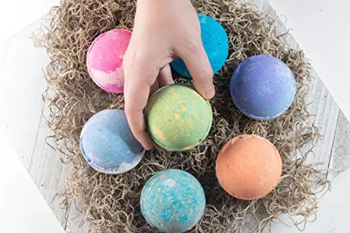 360Feel Bath Bombs Gift Set 6 Large USA made -Made with Essential Oil -All Natural Organic Bath Fizzies- Gift ready box - Aromatherapy Organic Bath Bomb for Women Men and Kids - Gift ready box