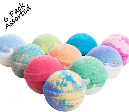 360Feel Bath Bombs Gift Set 6 Large USA made -Made with Essential Oil -All Natural Organic Bath Fizzies- Gift ready box - Aromatherapy Organic Bath Bomb for Women Men and Kids - Gift ready box