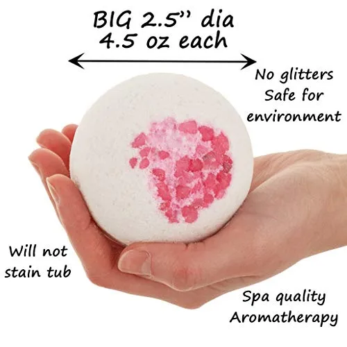 360Feel Bath Bombs Gift Set 6 Large USA made -Made with Essential Oil -All Natural Organic Bath Fizzies- Gift ready box - Aromatherapy Organic Bath Bomb for Women Men and Kids - Gift ready box