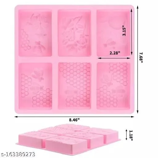 6 Cavity Honey Bee Silicone Soap Molds Rectangle Honeycomb Molds Beehive Mould