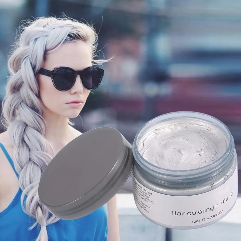 7 Colors 120g Disposable Hair Color Wax Promades Wax Fashion Silver Ash Grey Silver Temporary DIY Hair Dye Gel Mud Cream Paste