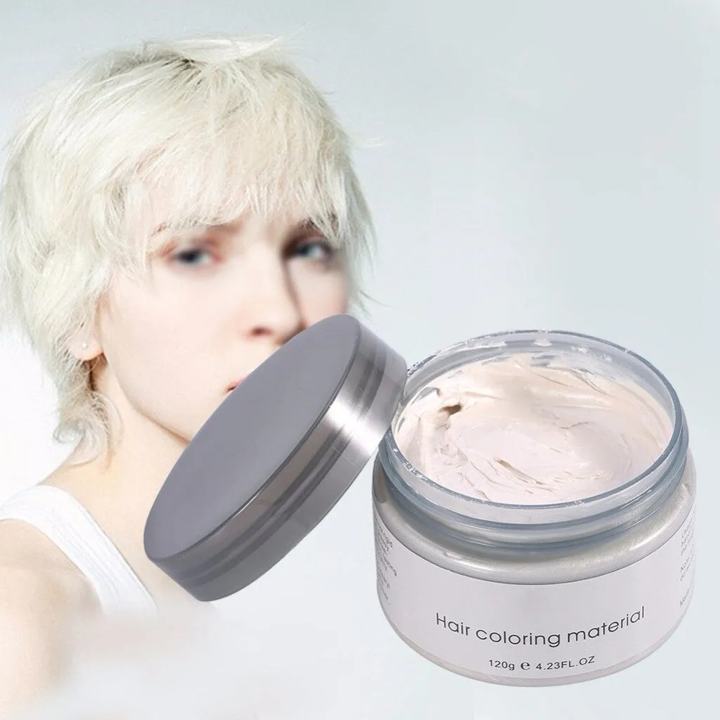 7 Colors 120g Disposable Hair Color Wax Promades Wax Fashion Silver Ash Grey Silver Temporary DIY Hair Dye Gel Mud Cream Paste