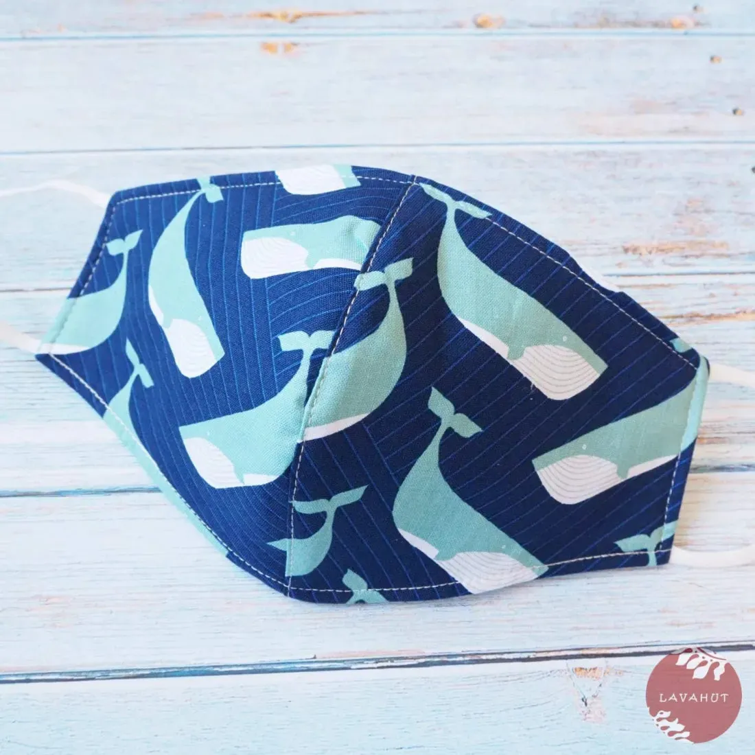 Adjustable   Filter Pocket • Navy Blue Gentle Whales