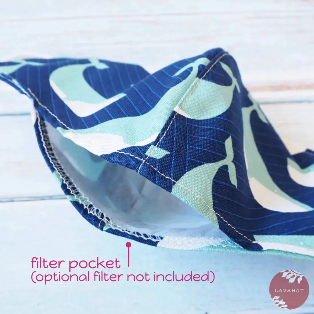 Adjustable   Filter Pocket • Navy Blue Gentle Whales