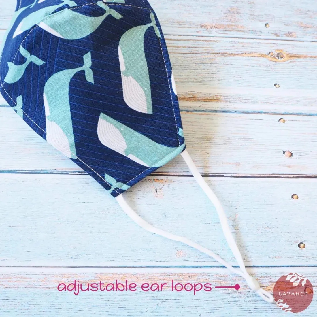 Adjustable   Filter Pocket • Navy Blue Gentle Whales