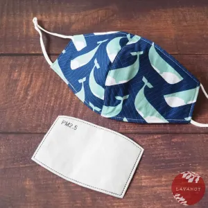 Adjustable   Filter Pocket • Navy Blue Gentle Whales
