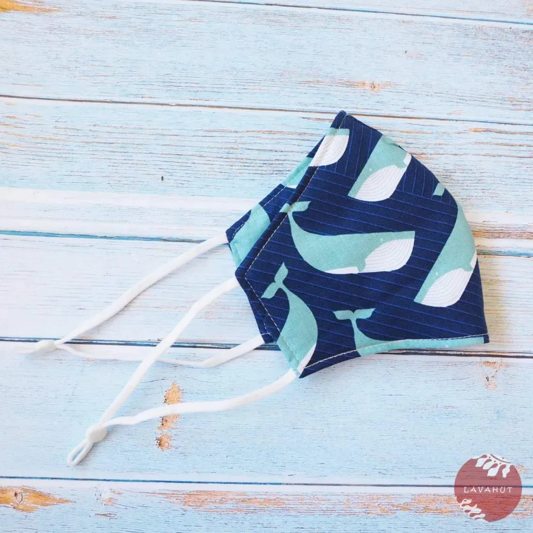 Adjustable   Filter Pocket • Navy Blue Gentle Whales