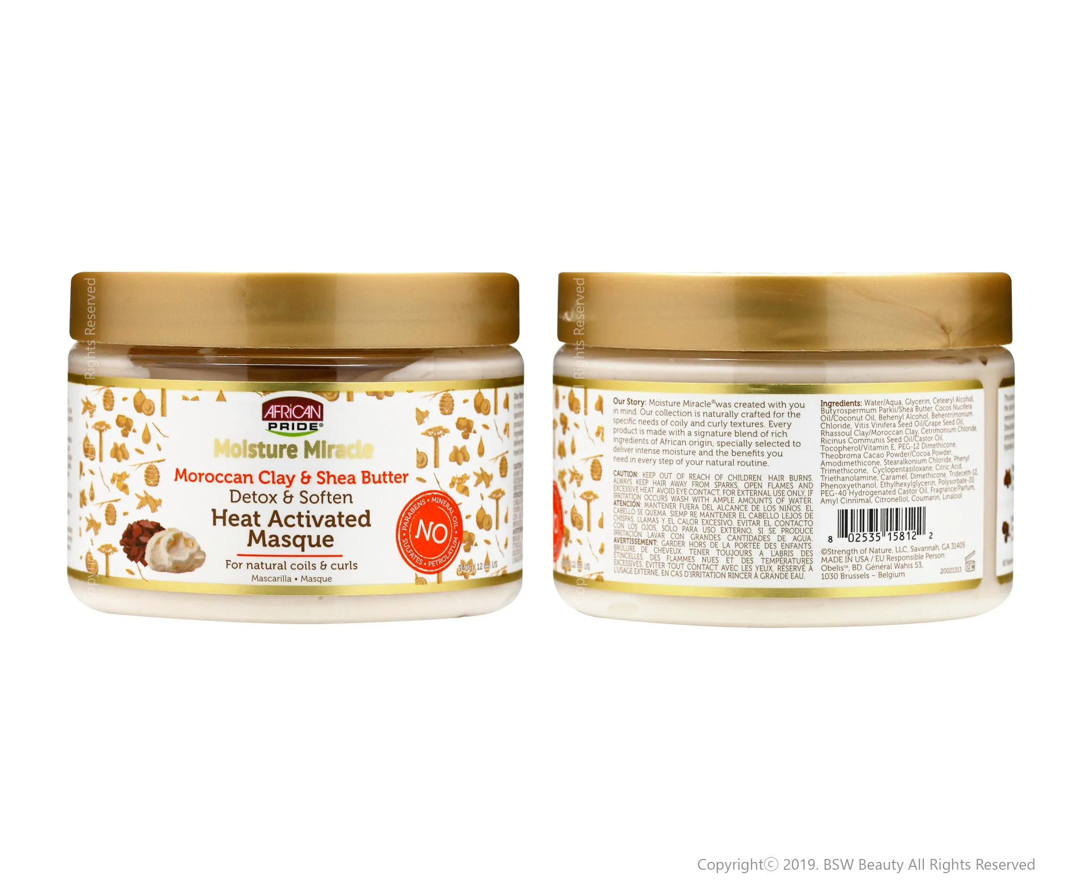 AFRICAN PRIDE MOISTURE MIRACLE DETOX & SOFTEN HEAT ACTIVATED MASQUE 12oz