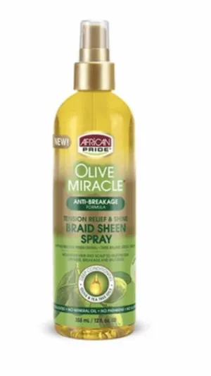 AFRICAN PRIDE OLIVE MIRACLE FORMULA BRAID SHEEN HAIR SPRAY 12 Oz