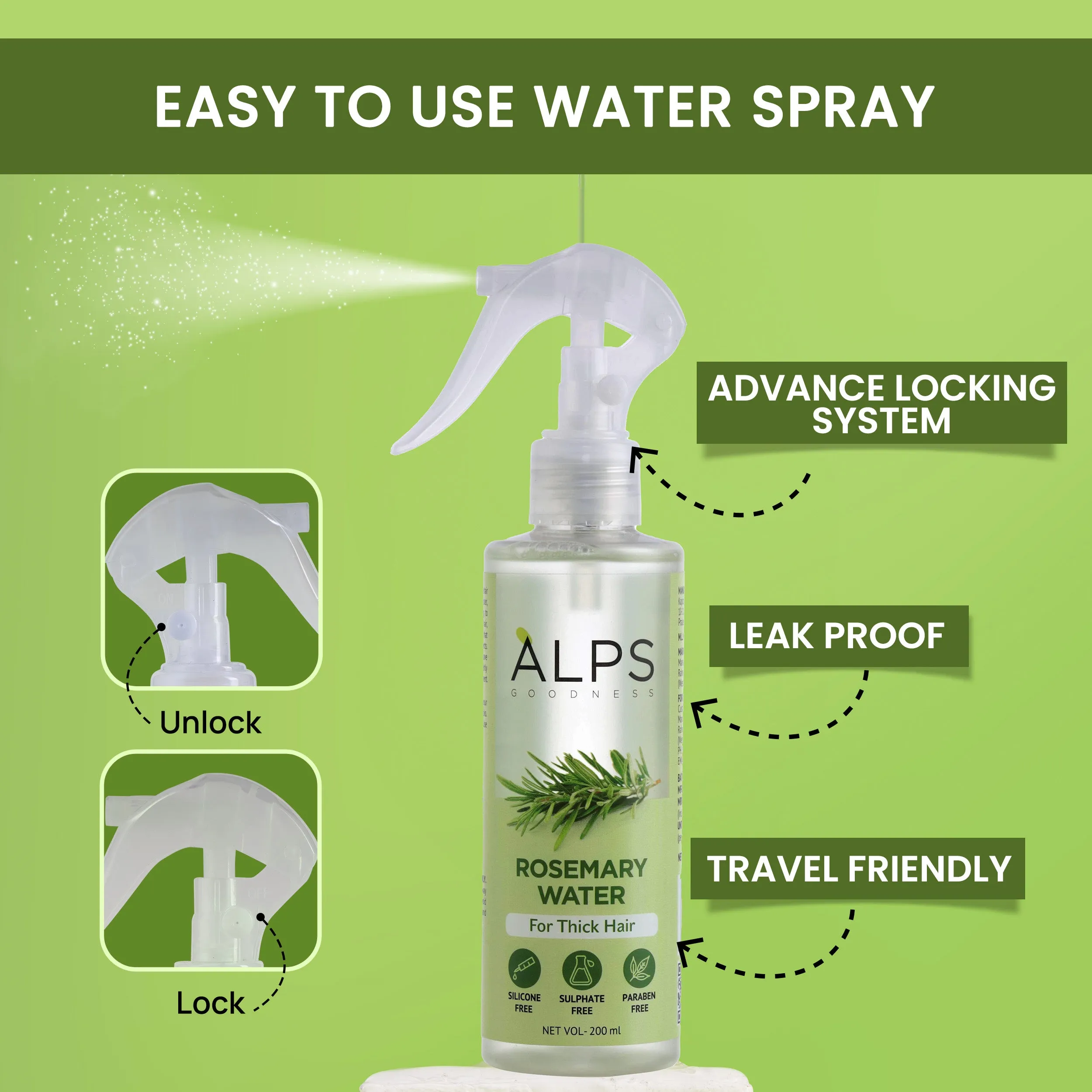 Alps Goodness Rosemary Water Spray (200ml) | Rosemary water for hair | Hair Spray for Hair Growth | Viral Rosemary Spray | #1 Bestselling Spray