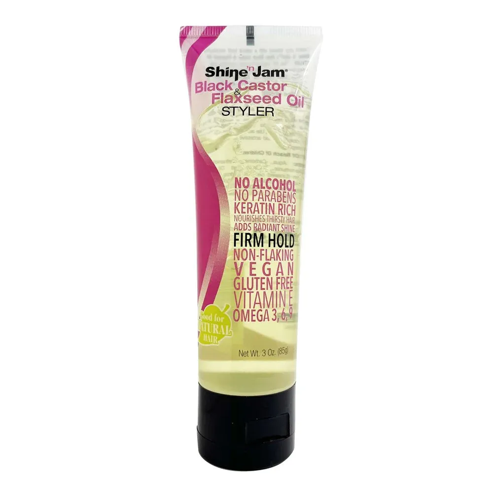Ampro Shine N Jam Black Castor and Flaxseed Oil Styler 85g / 226g