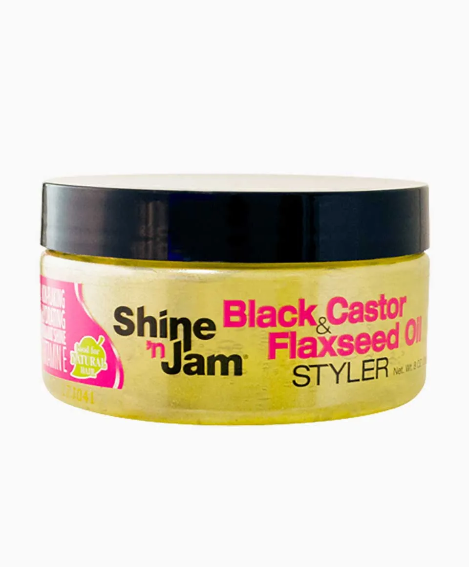 Ampro Shine N Jam Black Castor and Flaxseed Oil Styler 85g / 226g