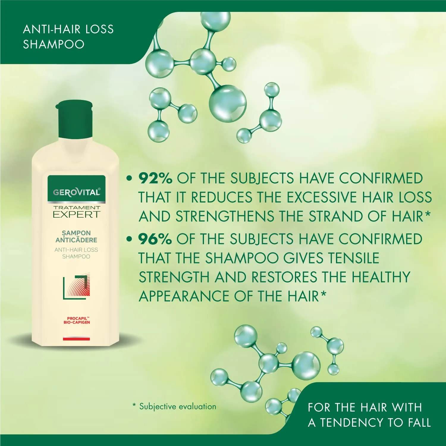 Anti-Hair Loss Shampoo, Reduces Hair Loss and Stimulates Its Growth, for Stronger and Thicker Hair, Gerovital Tratament Expert