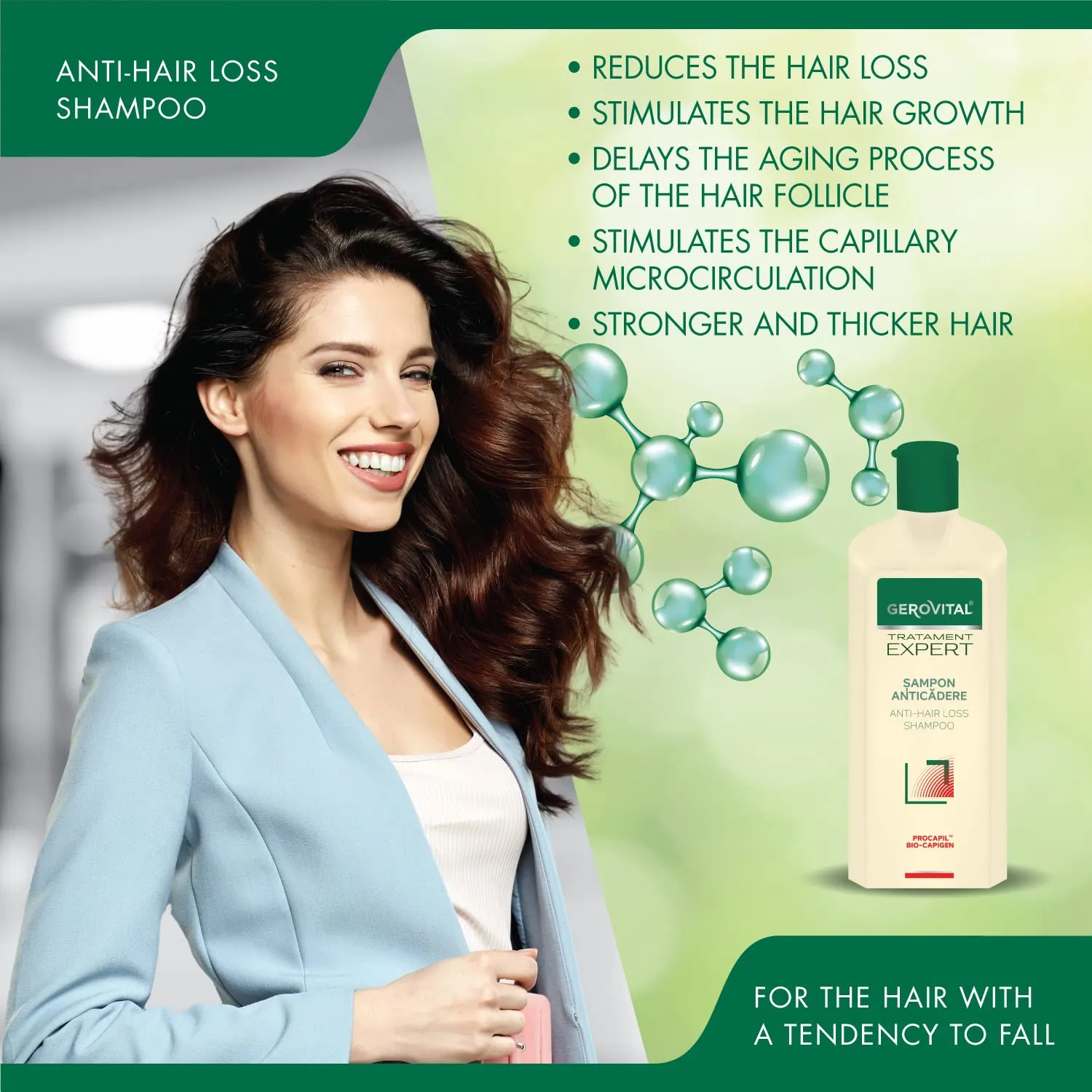 Anti-Hair Loss Shampoo, Reduces Hair Loss and Stimulates Its Growth, for Stronger and Thicker Hair, Gerovital Tratament Expert