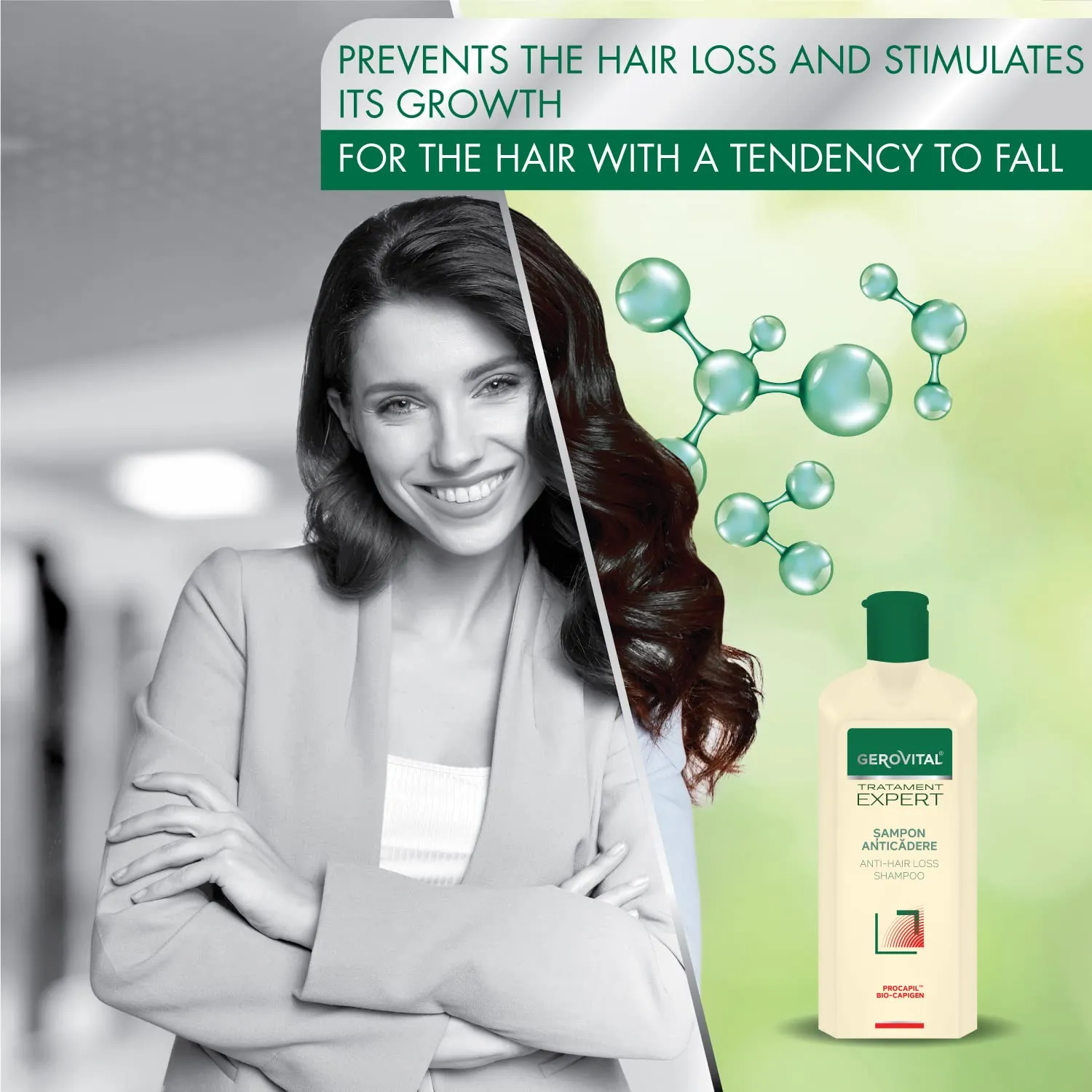 Anti-Hair Loss Shampoo, Reduces Hair Loss and Stimulates Its Growth, for Stronger and Thicker Hair, Gerovital Tratament Expert