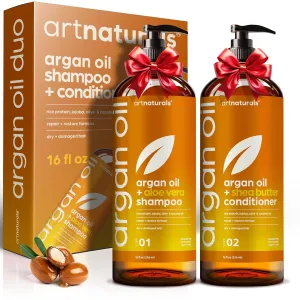 Argan Oil Shampoo and Conditioner Set - Sulfate-Free Formula with Nourishing Moroccan Oil and Keratin -for All Hair, Curly or Straight - Hydrate Repair Defy Frizz for Salon-like Results!16 Fl Oz 2 PK
