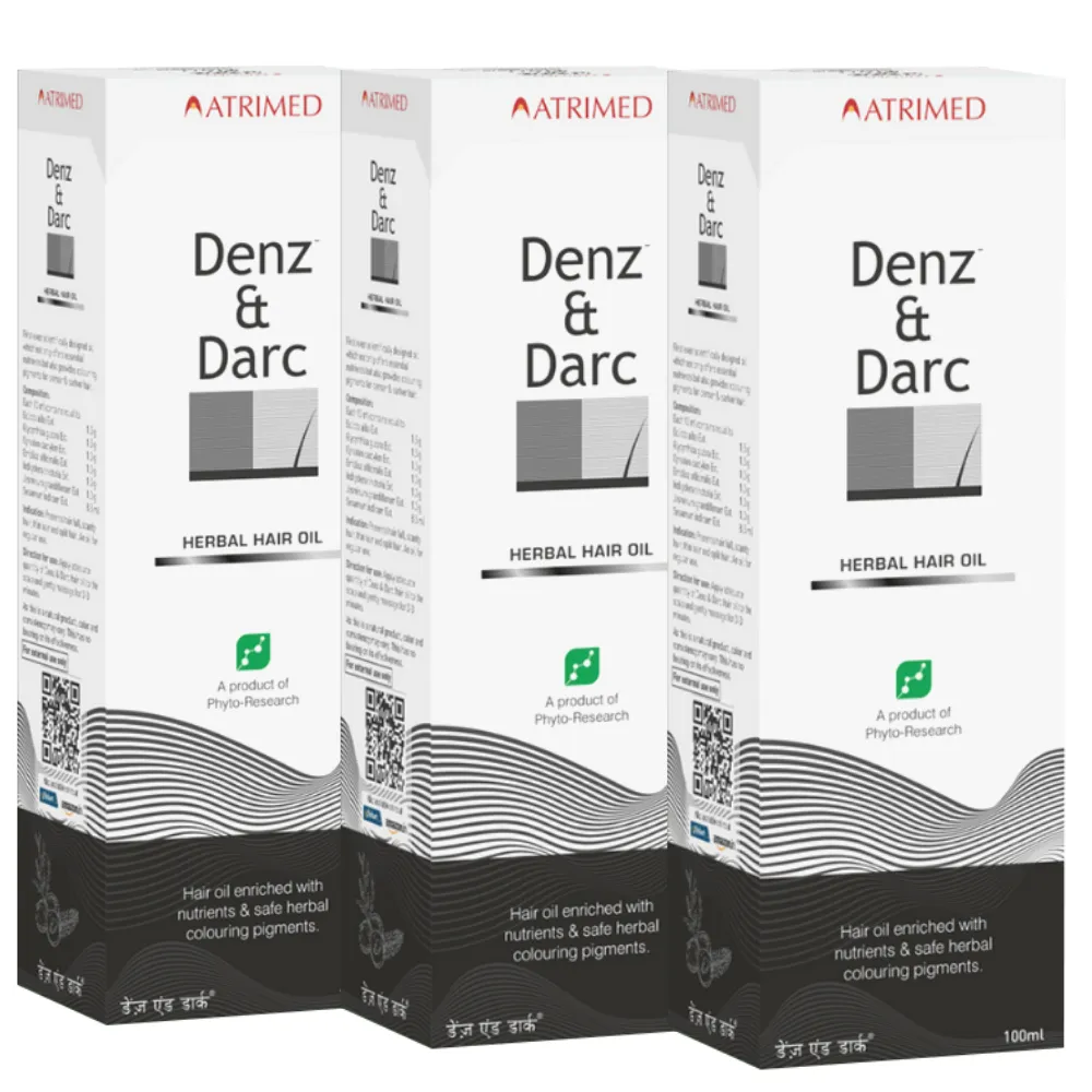Atrimed Denz & Darc Herbal Hair Oil | Pack of 3 | 100ml Each