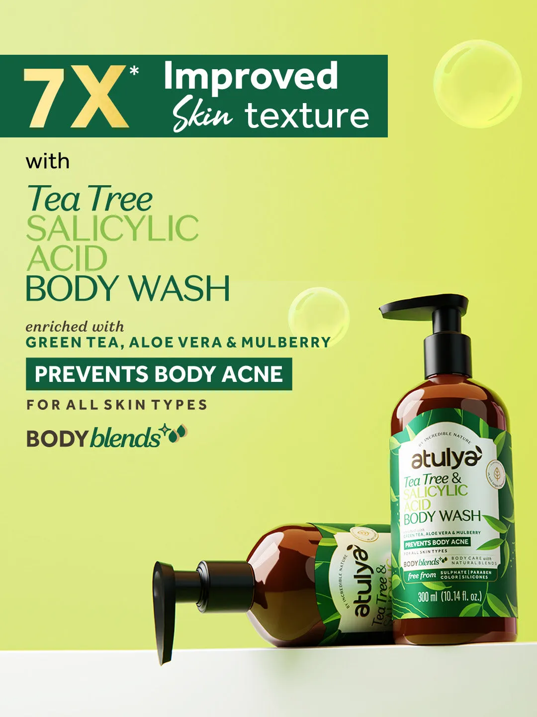 Atulya Tea Tree & Salicylic Acid Body Wash | Paraben & SLS Free | Suitable for All Skin Types | 300 ML (Add 4 Products in the Cart & Get 2 Free Product Use Code: B2G2)