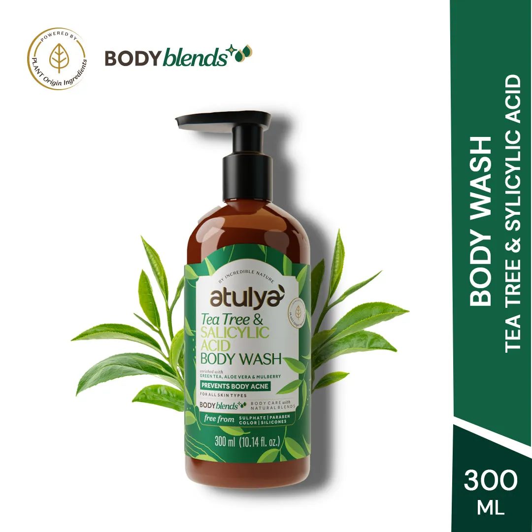 Atulya Tea Tree & Salicylic Acid Body Wash | Paraben & SLS Free | Suitable for All Skin Types | 300 ML (Add 4 Products in the Cart & Get 2 Free Product Use Code: B2G2)