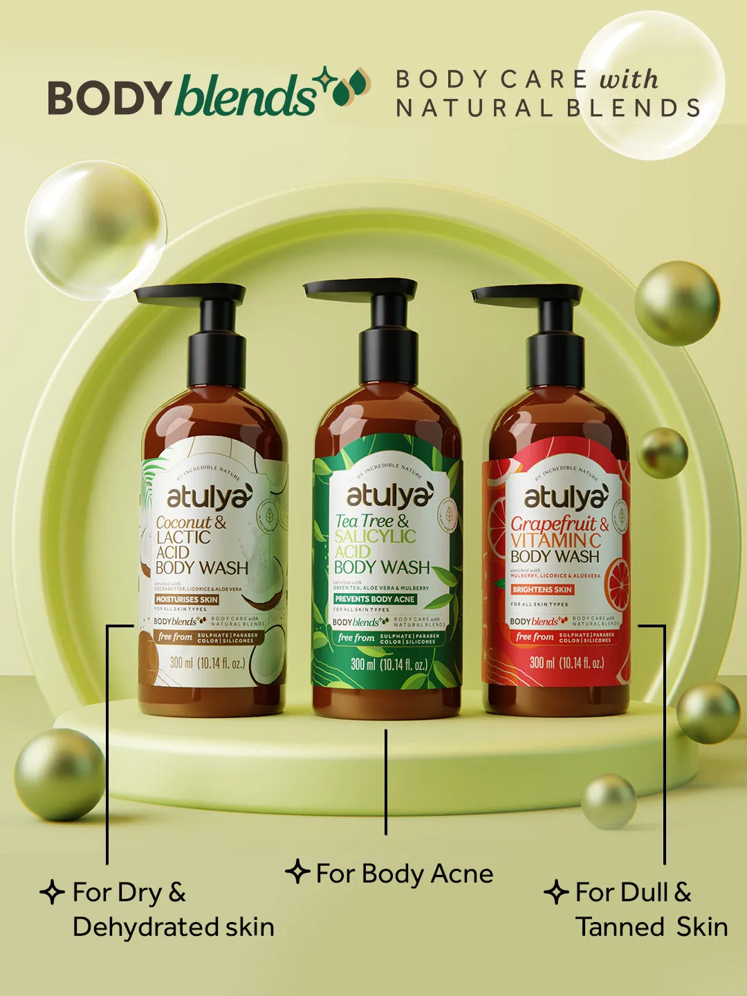 Atulya Tea Tree & Salicylic Acid Body Wash | Paraben & SLS Free | Suitable for All Skin Types | 300 ML (Add 4 Products in the Cart & Get 2 Free Product Use Code: B2G2)
