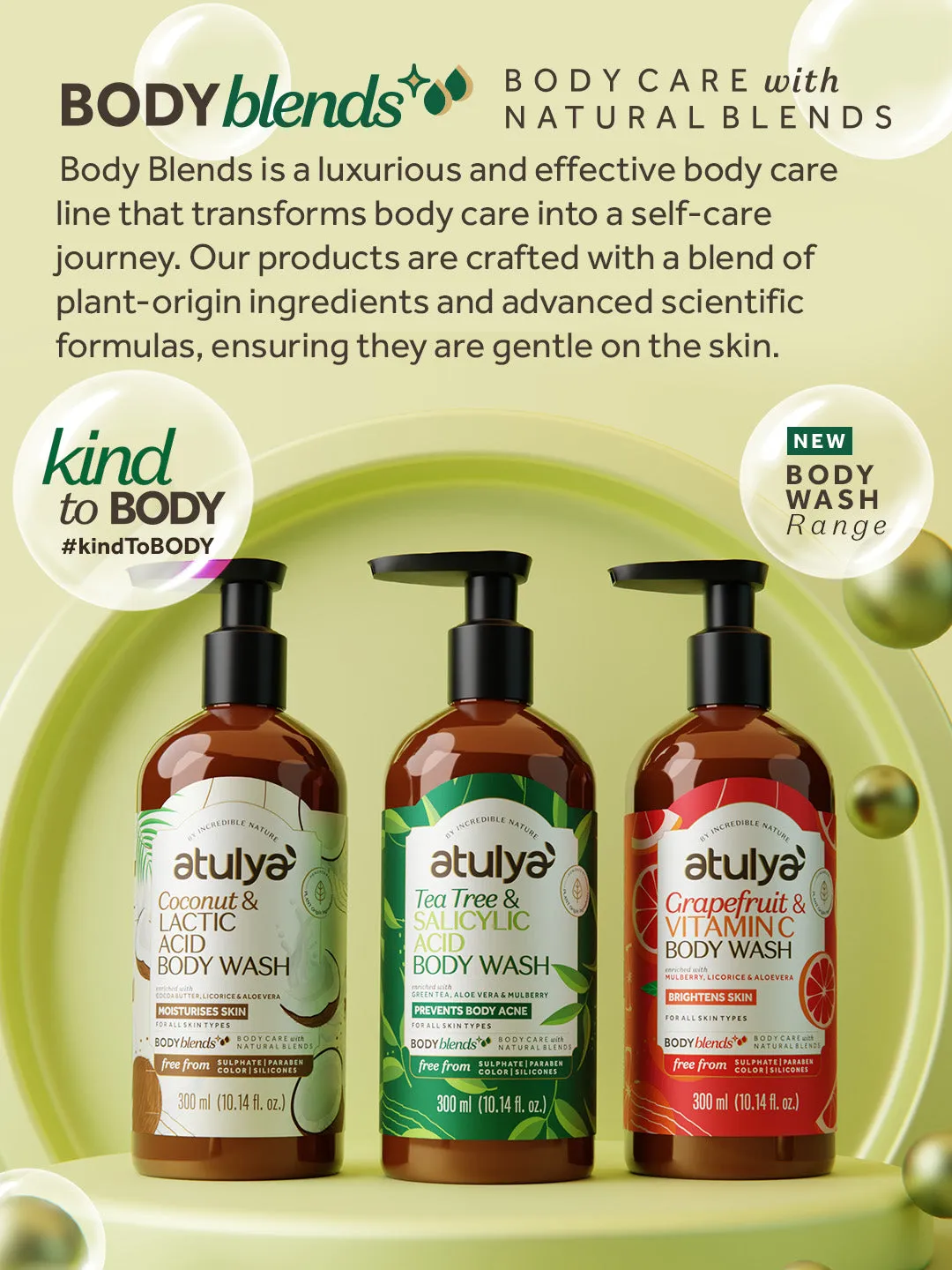 Atulya Tea Tree & Salicylic Acid Body Wash | Paraben & SLS Free | Suitable for All Skin Types | 300 ML (Add 4 Products in the Cart & Get 2 Free Product Use Code: B2G2)