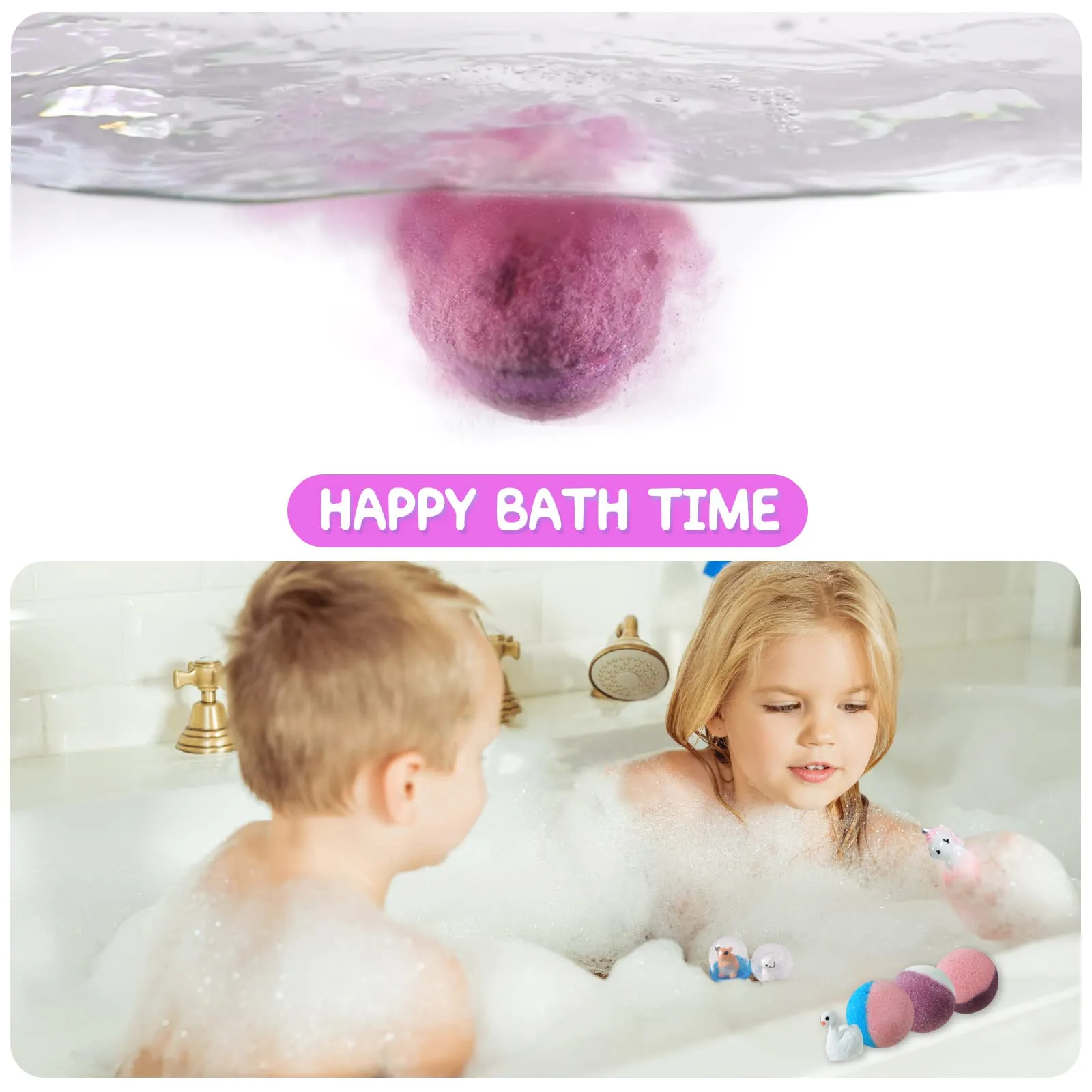 Bath Bomb Gift Set with Toys Inside, 20 Pack Organic Bath Bombs for Kids, Kids Safe Handmade Fizzy Balls for Kid, Ideal Birthday Gift for Boys & Girls