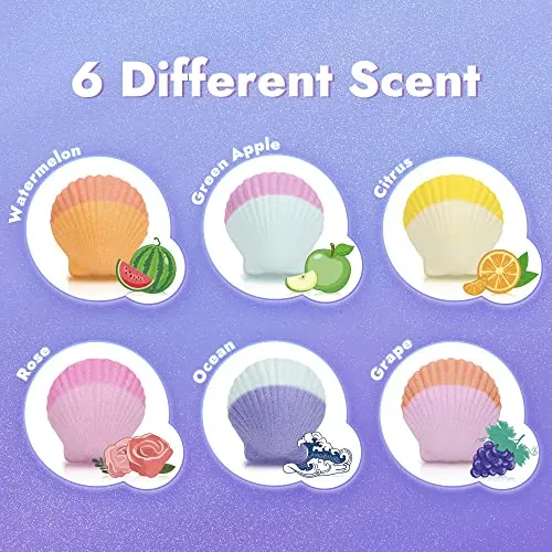 Bath Bombs for Kids with Surprise Inside, 6 PCS Oversized Handmade Mermaid Bath Bombs for Girls & Toddlers Aged 3-12, Jewelry Toys Gift for Birthday, Christmas