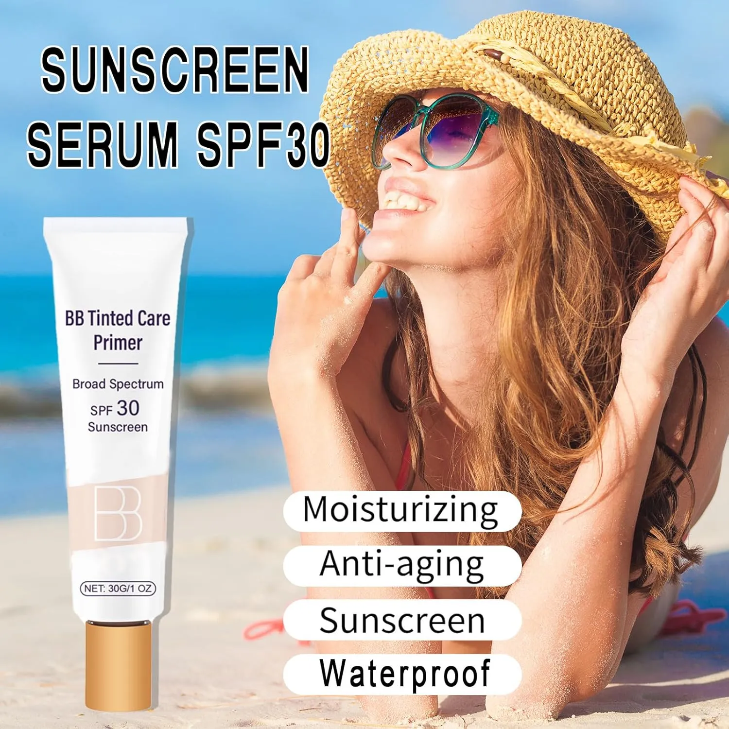 BB Blur Tinted Moisturizer Spf 30, BB Cream Tinted Moisturizer with Broad Spectrum Protection Against UVA and UVB Rays BB Tinted Care Primer Even Skin Tone Beauty Makeup for All Skin Types(2#Natural)