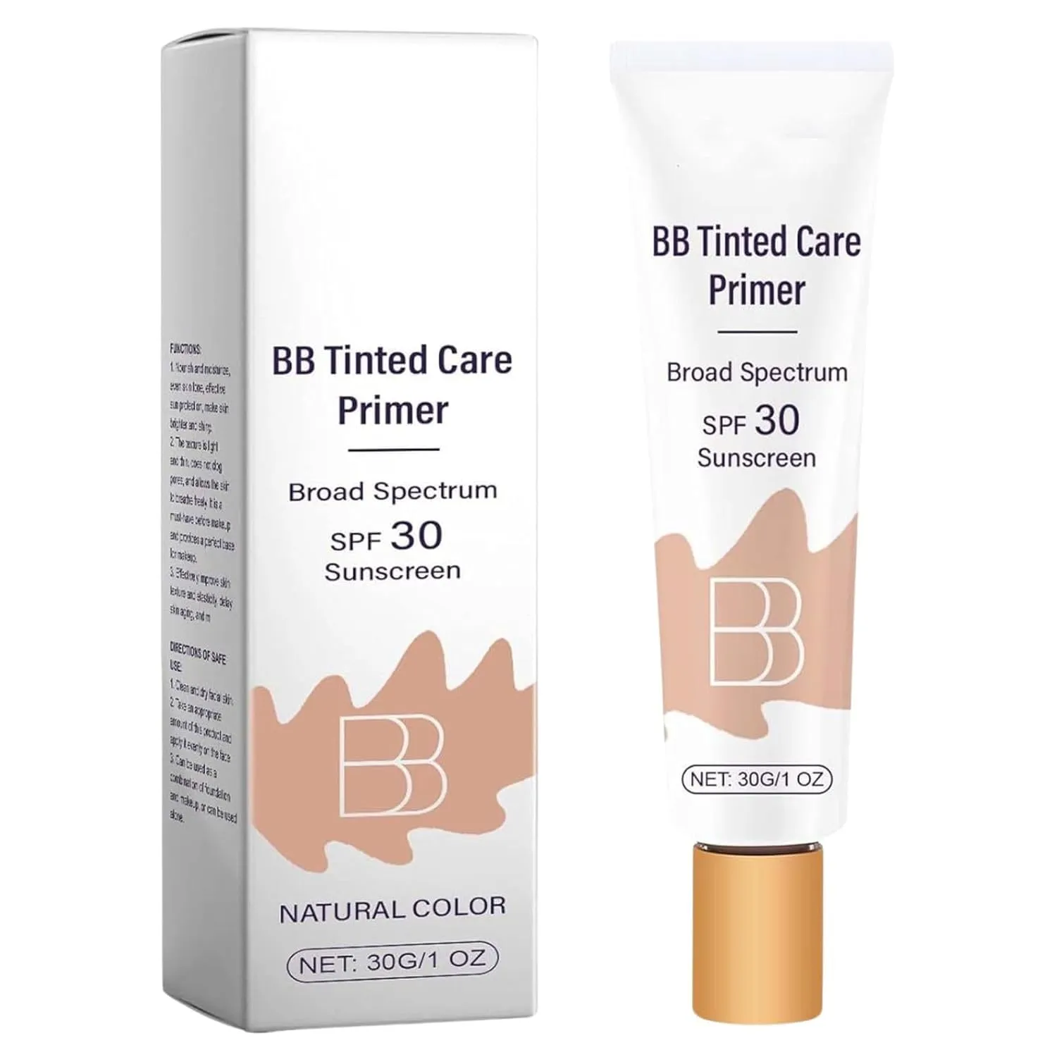 BB Tinted Moisturizer SPF 30, BB Tinted Care Primer, BB Tinted Care Primer, Full Coverage Light-Medium Skin Color Hydrating & Smoothing Natural color