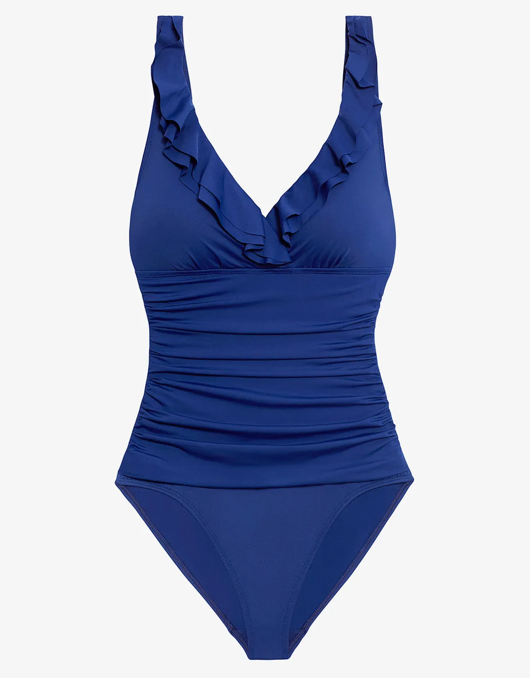 Beach Club Solids Ruffle Swimsuit - Sapphire
