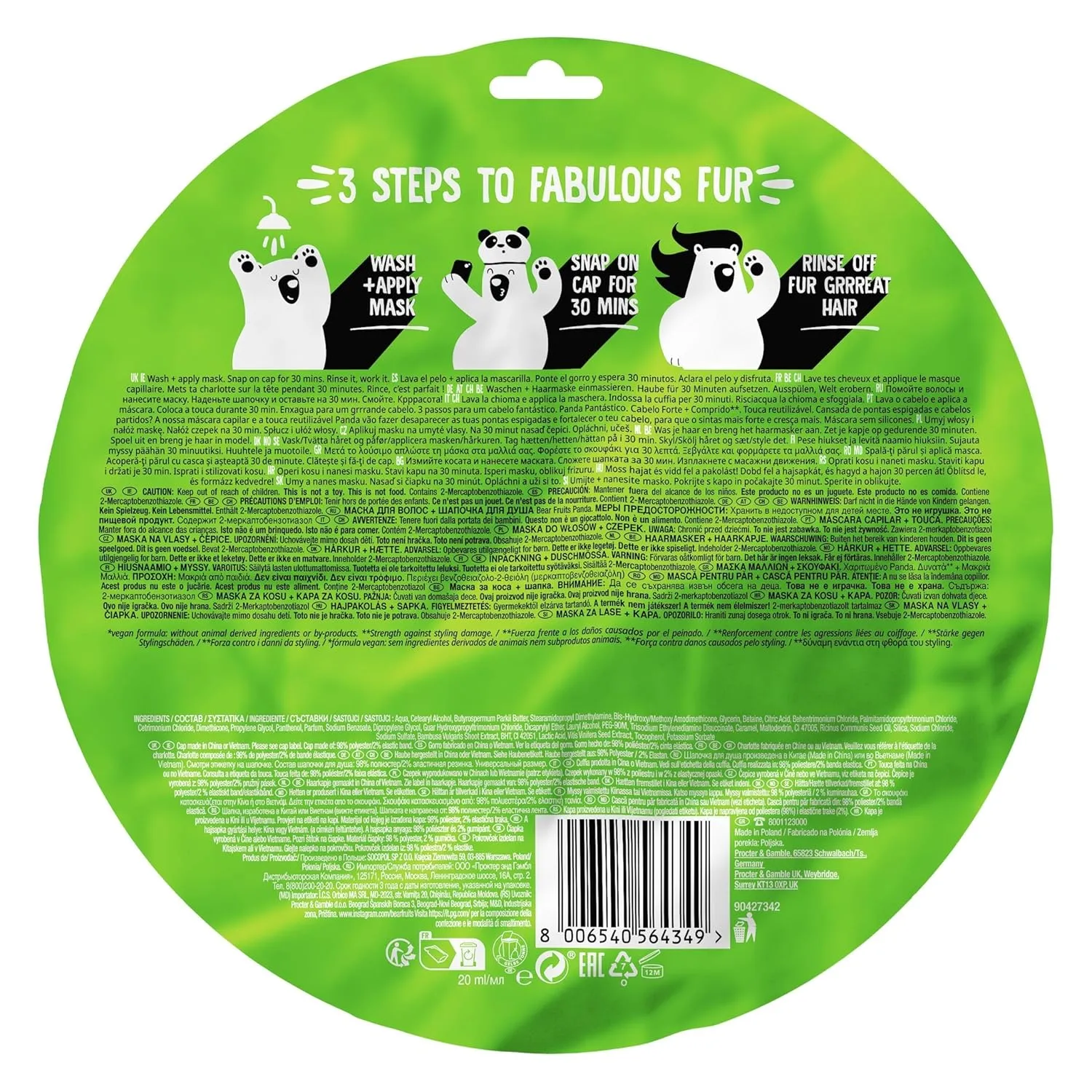 Bear Fruits Bamboo Panda Strength Plus Lengths Hair Mask With Cap