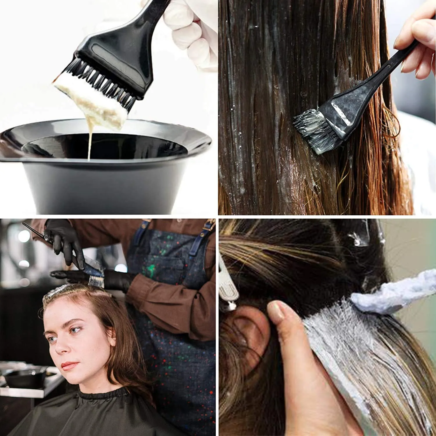 Beayuer 21 Pieces Hair Dye Tools, DIY Salon Hair Coloring Bleaching Tools Set including Hair Tinting Bowl, Dye Brush, Ear Cover, Hair Highlighting Cape, Shawl, Gloves, Hair Clip Kits (21 Pcs, Black) 21 Count (Pack of 1)