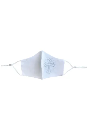 Big Girls White Cross Embroidery Satin Mask