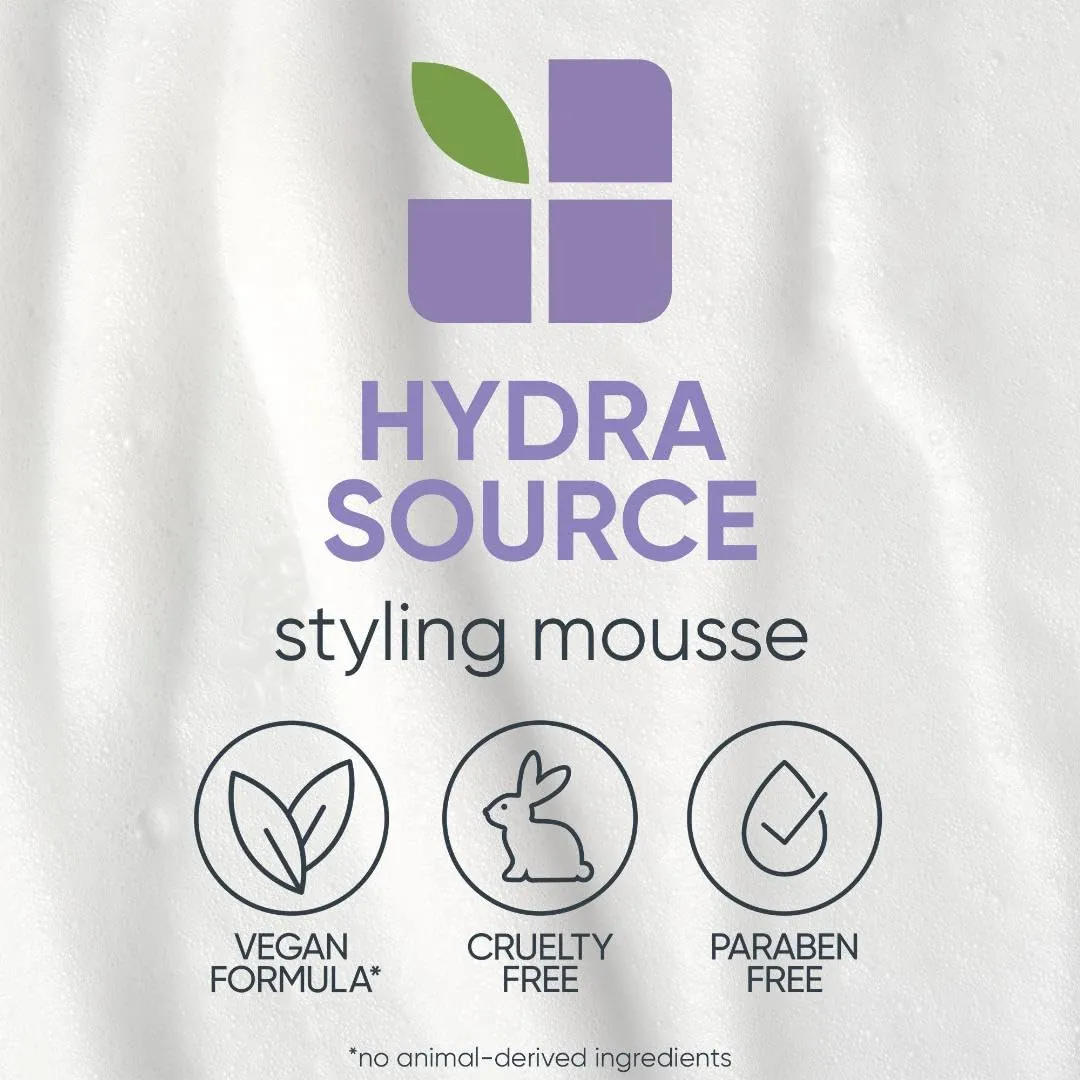 Biolage Hydra Source Styling Mousse | Provides Body & Natural Movement | Medium Hold | For Dry Hair | Paraben-Free | Vegan | 8.5 Fl. Oz